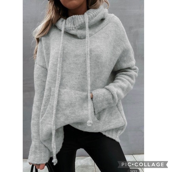 Blu Trends Sweaters - Heather Gray Sweater w/Hood